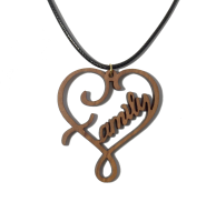Infinity Family Heart Wood Pendant Necklace