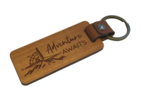 Adventure Awaits Rustic Wood Keychain 