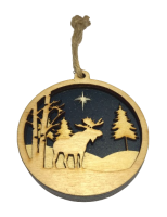 Rustic Wood Moose Ornament 