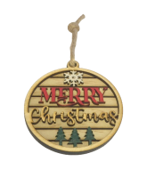 Wood Merry Christmas Ornament