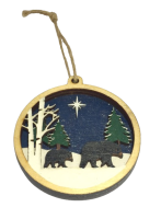 Rustic Hand Painted Bear Ornament 