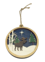 Rustic Hand Painted Moose Ornament 